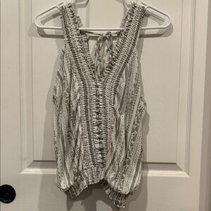 Daytrip Ivory and Charcoal Striped Tank Top